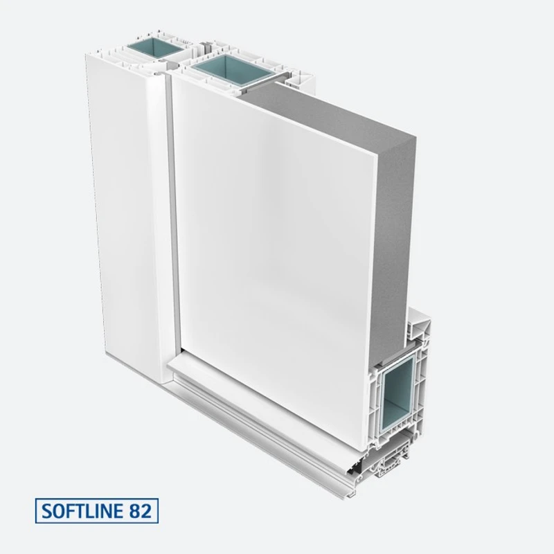 Sección del sistema de puerta VEKA SOFTLINE 82 · puerta de entrada