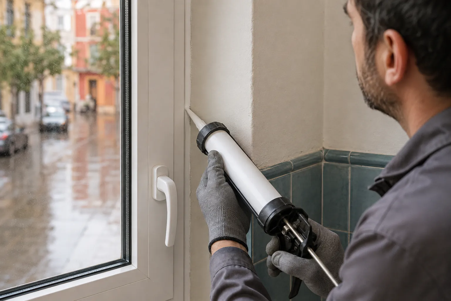 Fijación y sellado perimetral de una nueva ventana de PVC en Valencia